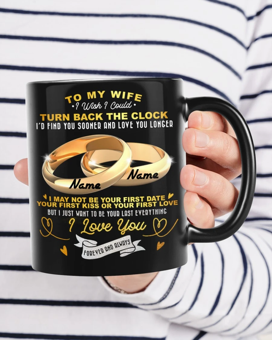 Personalized Coffee Mug For Wife From Husband Couple Rings Wanna Be Your Last Custom Name Black Cup Gifts For Christmas