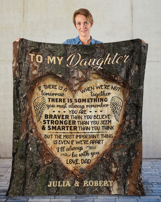 Personalized Blanket To My Daughter From Dad Meaningful Message Engraved On The Tree Angel Wings Printed Custom Name