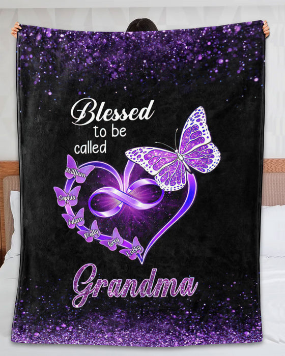 Personalized To My Grandmother Blanket From Grandkids Blessed Heart Infinity Butterflies Custom Name Gifts For Birthday