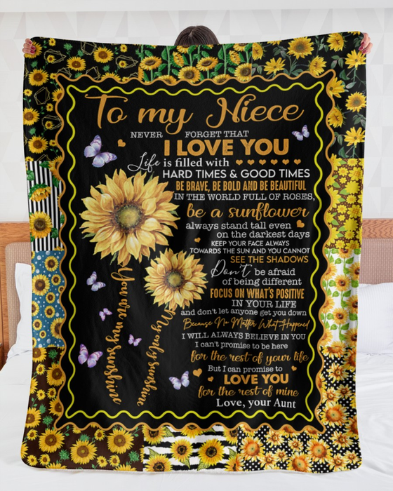 Personalized To My Niece Blanket From Aunt Uncle Sunflower Keep Your Face Toward Sun Custom Name Gifts For Christmas