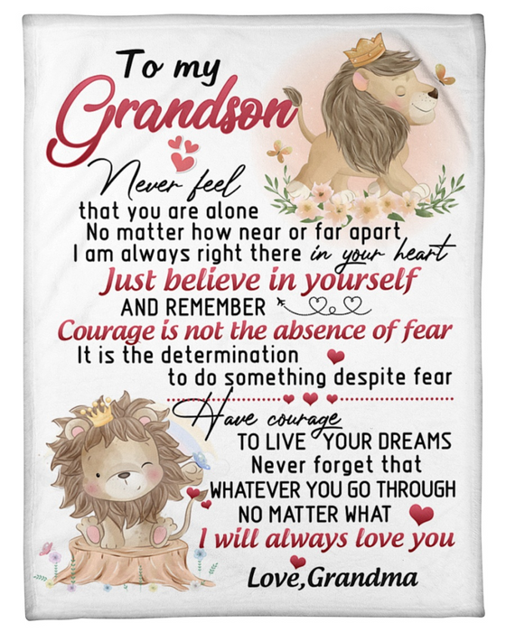 Personalized To My Grandson Blanket From Grandparents Lion Courage Lives Your Dreams Custom Name Gifts For Birthday