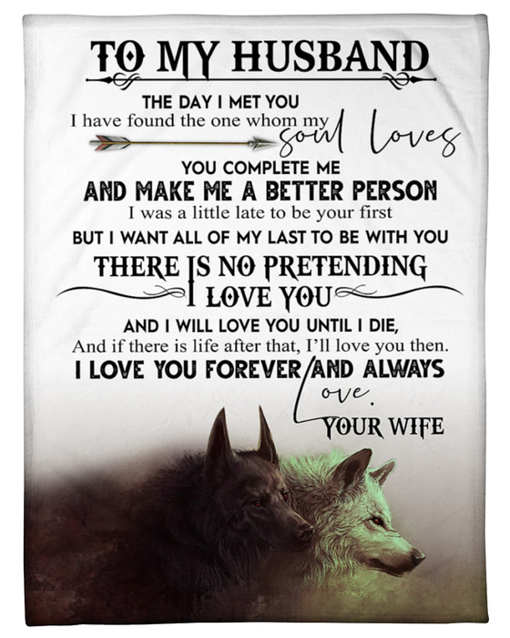 Personalized Wolves Fleece Blanket To My Husband From Wife The Day I Met You Throw Blanket Customized Name