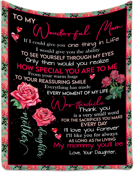 Personalized To My Mom Blanket From Daughter How Special You Are To Me Red Rose & Heart Printed Mother'S Day Blanket