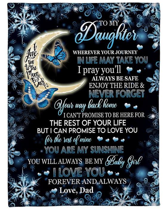 Personalized To My Daughter Blanket From Mom Dad Snowflake Moon Whenever Your Journey Custom Name Gifts For Birthday