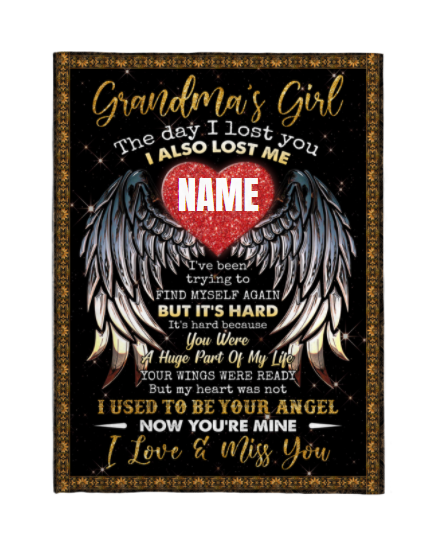Personalized Memorial Blanket For Granddaughter In Heaven From Grandma Angel's Wings Printed Custom Name