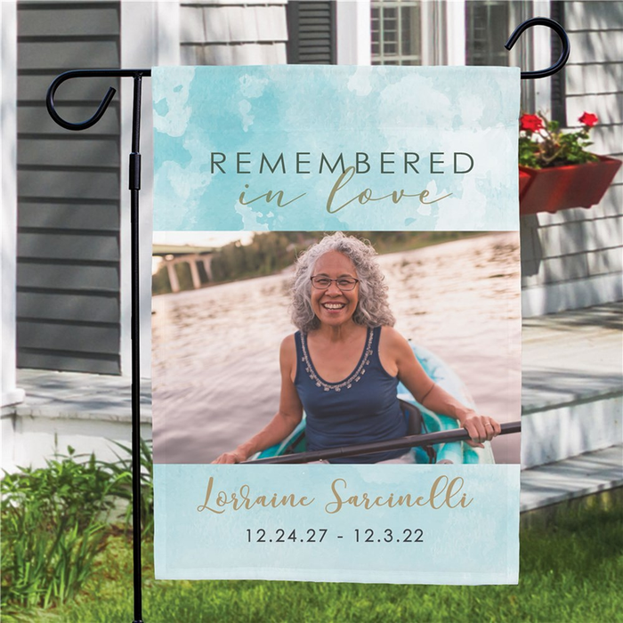 Personalized Memorial Gifts Ideas Flag For Loved One In Heaven Remembered In Love Custom Name Photo Cemetery Decoration