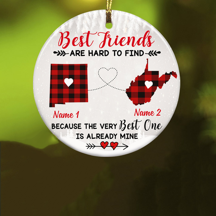 Personalized Ornament Long Distance Gifts For Sisters Bestfriends Are Hard To Find Plaid Custom Name Xmas Tree Hanging