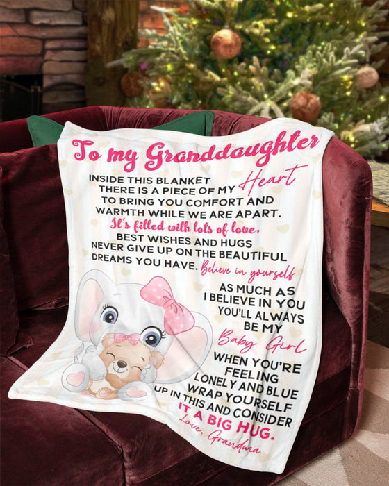 Personalized To My Granddaughter Blanket From Grandparents Never Give Up Cute Elephant  Custom Name Christmas Gifts