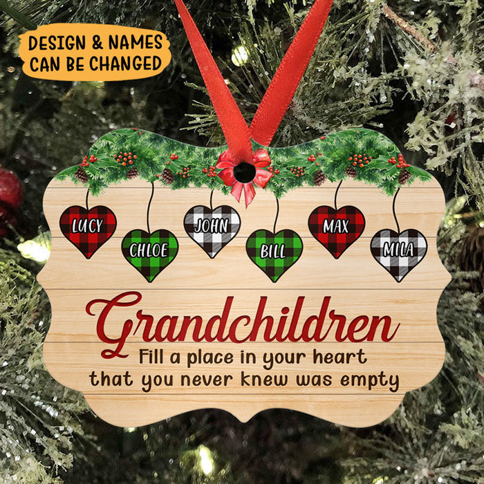 Personalized Ornament For Grandma From Grandkids Fill A Place In Heart Never Empty Plaid Custom Name Gifts For Christmas