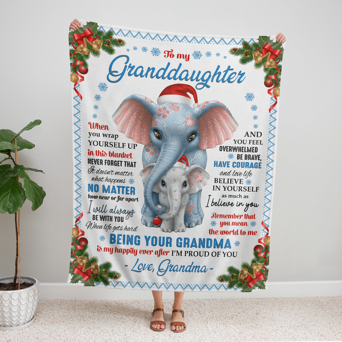 Personalized To My Granddaughter Blanket From Grandma When You Wrap Yourself Up In This Blanket Cute Elephant Printed