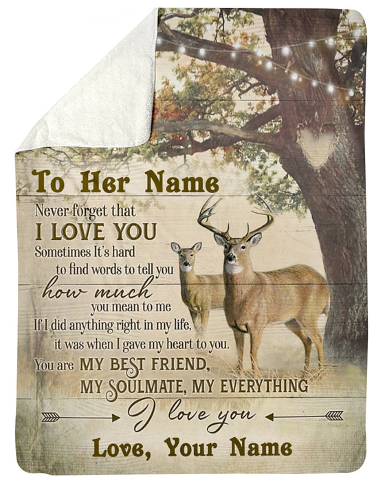 Personalized To My Girlfriend Blanket Gifts From Boyfriend Deer It's Hard To Find Word Tell You Custom Name For Birthday