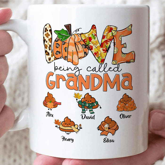 Personalized Coffee Mug Gifts For Grandma Love Being Called Pumpkins Cute Poops Custom Grandkids Name Birthday White Cup