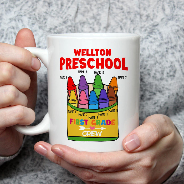 Personalized Ceramic Coffee Mug For Teachers Colorful Crayon Design Custom Name 11 15oz Back To School Cup