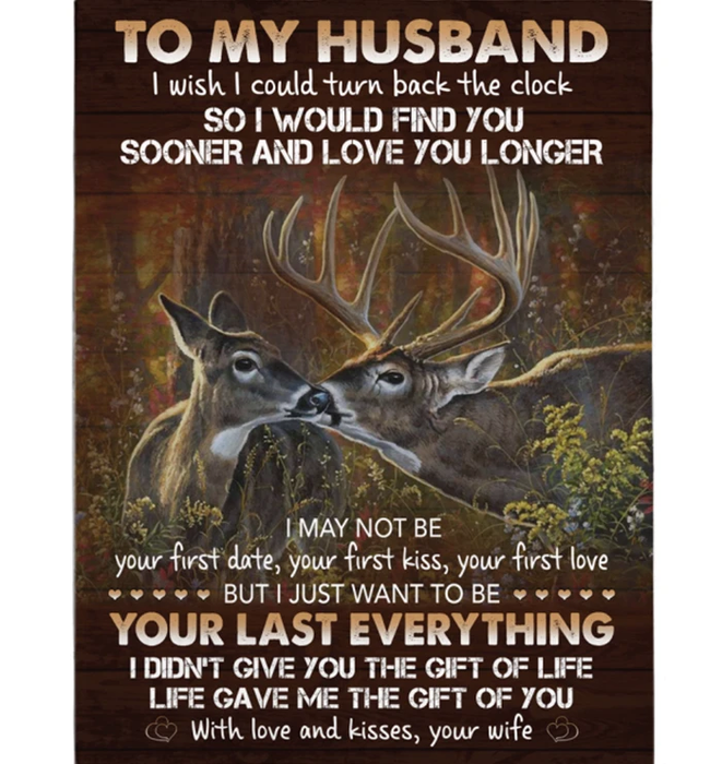 Personalized To My Husband Fleece Blanket From Wife I Wish Turn Back Clock Find You Sooner Love Longer Deer Couple