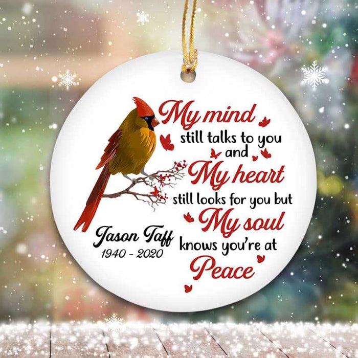 Personalized Memorial Ornament For Loved One In Heaven Cardinal My Mind Talk To You Custom Name Bereavement Gifts
