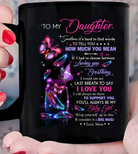 Personalized To My Daughter Coffee Mug How Much You Mean To Me Butterflies Custom Name Black Cup Gifts For Birthday