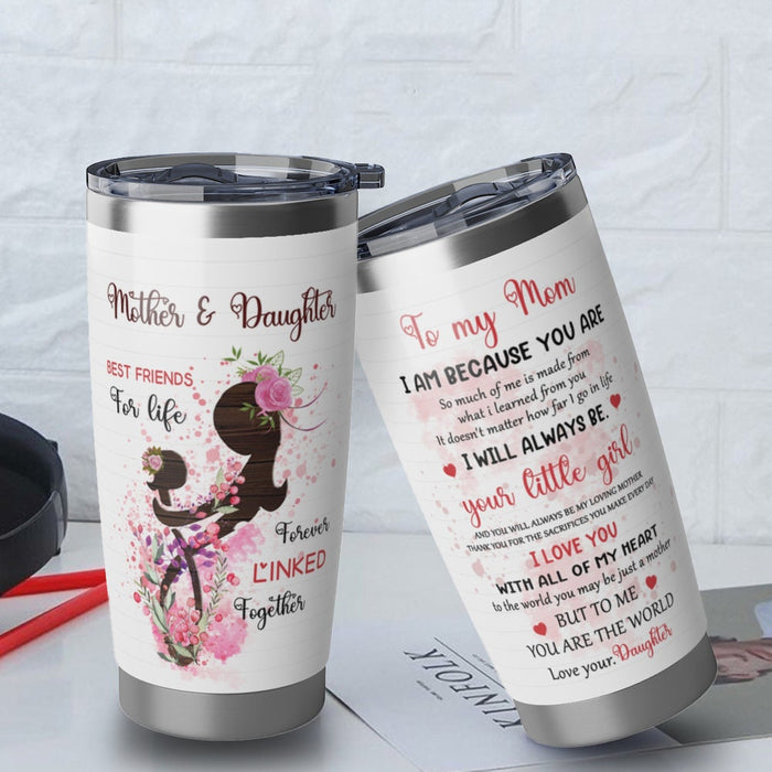 Personalized Tumbler To Mommy Hugging Floral Linked Together Useful Gifts For Mom Custom Name Travel Cup For Birthday