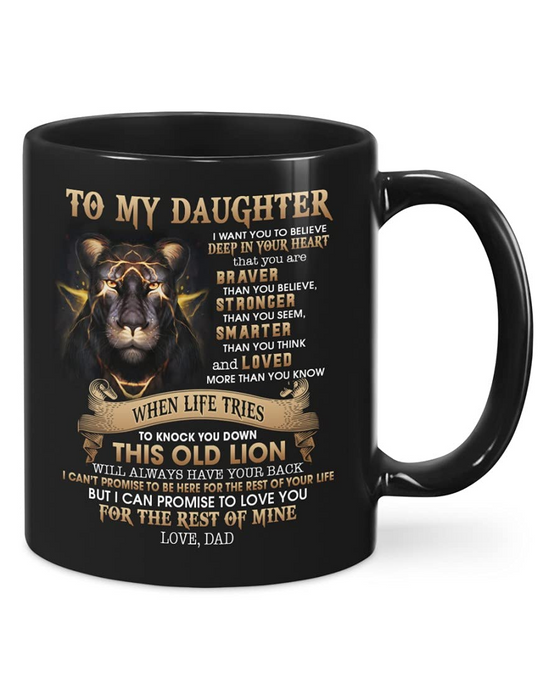 Personalized To My Daughter Coffee Mug Lion Promise To Love You The Rest Of Life Custom Name Black Cup Birthday Gifts