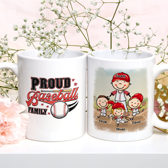 Personalized Ceramic Coffee Mug Proud Baseball Family Ball And Bat Print Custom Kids Name & Icon 11 15oz Cup