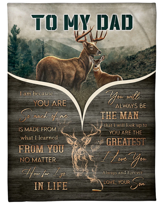 Personalized To My Dad Blanket From Son Daughter Deer Lover Vintage How Far I Go In Life Custom Name Gifts For Christmas