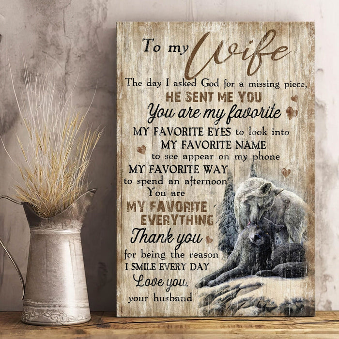 Personalized To My Wife Canvas Wall Art From Husband You Are My Favorite Everything Wolf Custom Name Poster Prints Gifts