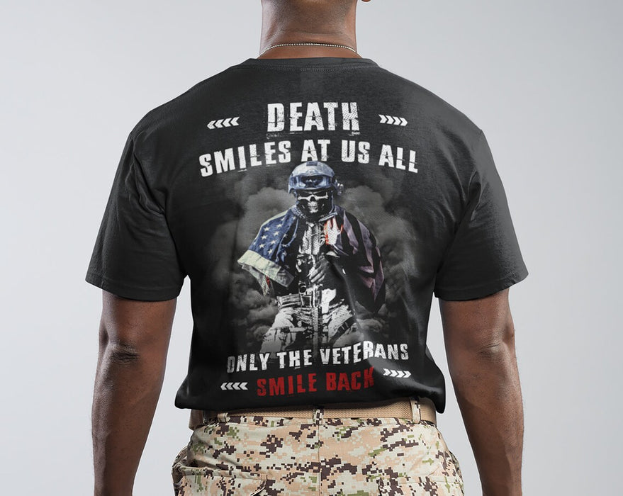 Classic T-Shirt For Men Dead Smiles At Us All Only Veterans Smile Back American Soldier US Flag Patriotic Shirt