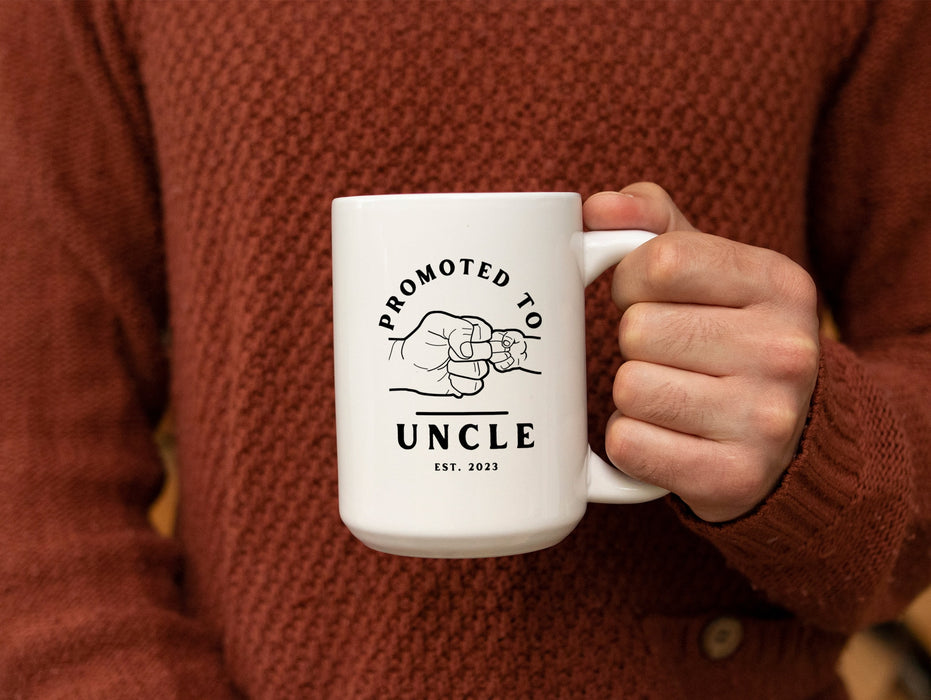 Personalized New Uncle Coffee Mug From Niece Nephew Baby Reveal Promoted To Uncle Fist Bump Custom Year Christmas Gifts