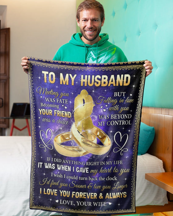 Personalized Blanket To My Husband From Wife Love You Forever And Always Couple And Ring Printed Custom Name