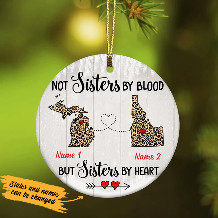 Personalized Ornament Long Distance Gifts For Friends Not Sister By Blood But By Heart Custom Name Xmas Tree Hanging