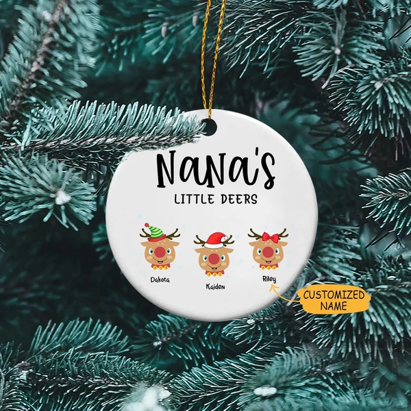 Personalized Ornament For Grandmother From Grandchild Nana's Little Deers Reindeer Custom Name Gifts For Christmas