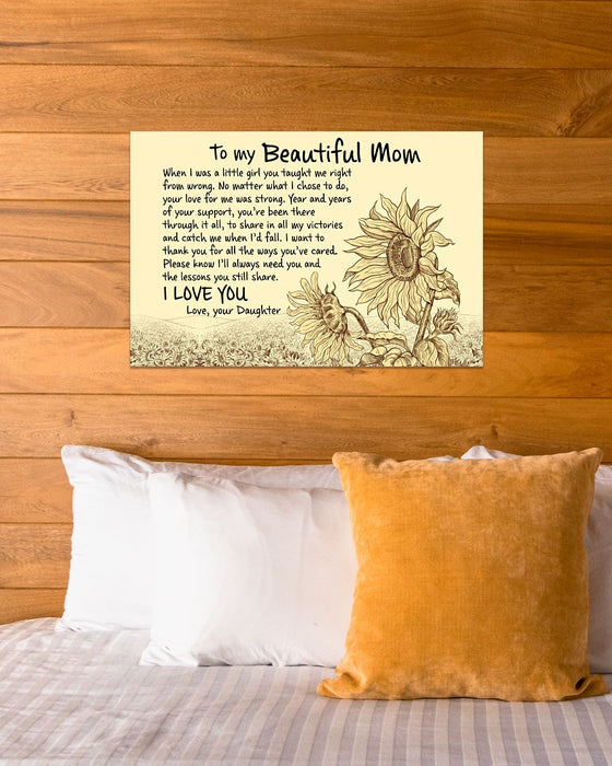 Personalized Canvas Wall Art For Mommy From Kids When I Was A Little Girl Sunflower Custom Name Poster Prints Home Decor