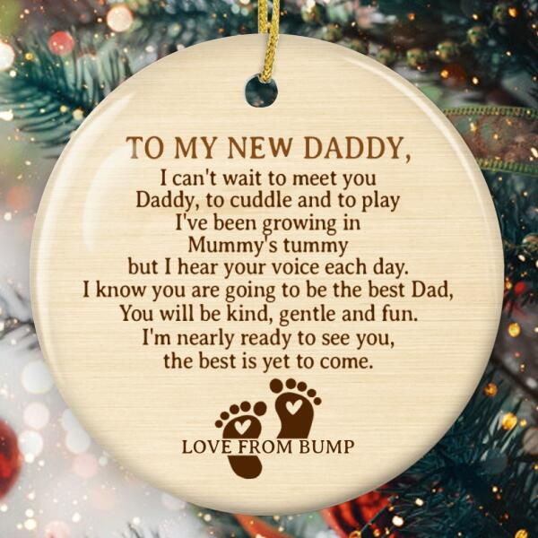 Personalized Ornament For Future Dad I'm Nearly Ready To See You Footprints Custom Name Hanging Tree Gifts For Christmas