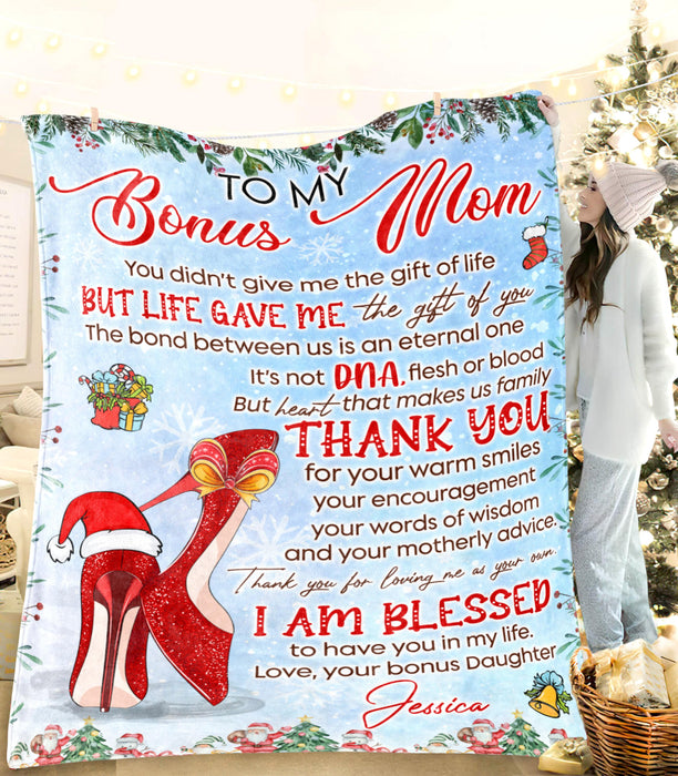 Personalized To My Stepmom Blanket Thank For Your Warm Smiles High Heel Holly Custom Name Gifts For Stepfamily Day