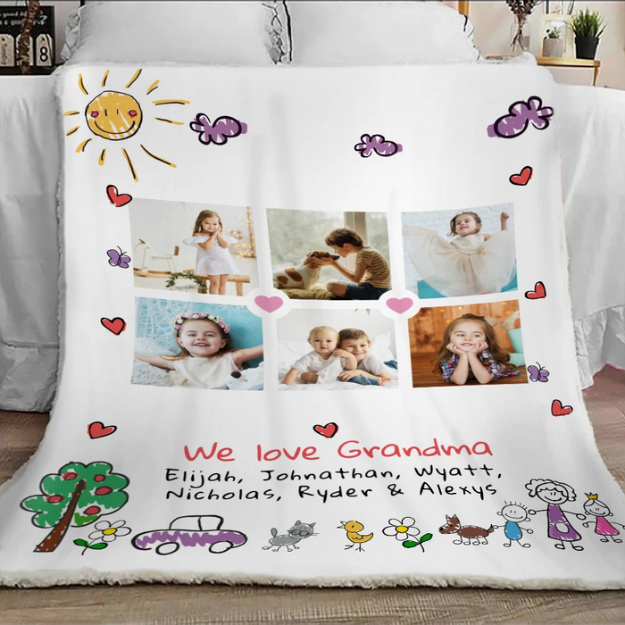 Personalized To My Grandma Blanket From Grandkids Sun Heart We Love Grandma
 Custom Name & Photo Gifts For Christmas