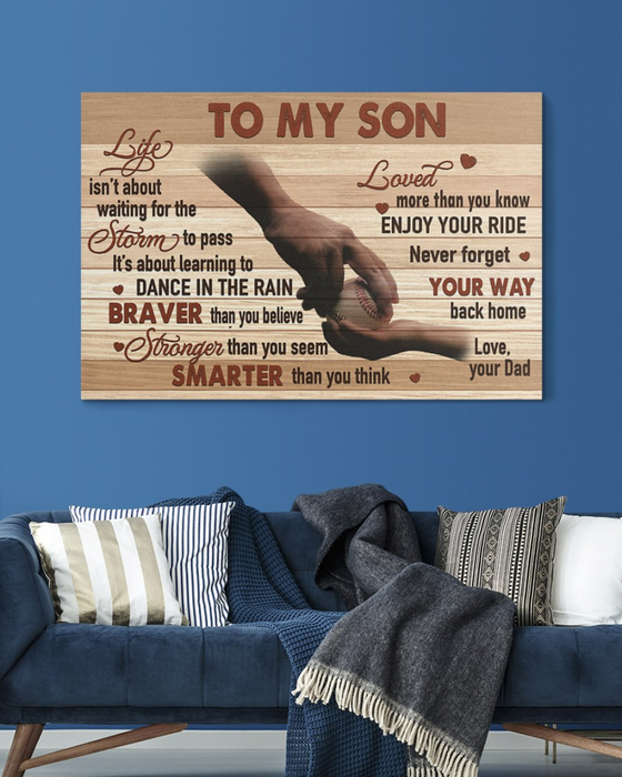 Personalized To My Son Canvas Wall Art Baseball Lovers Vintage Enjoy Your Ride Custom Name Poster Prints For Christmas
