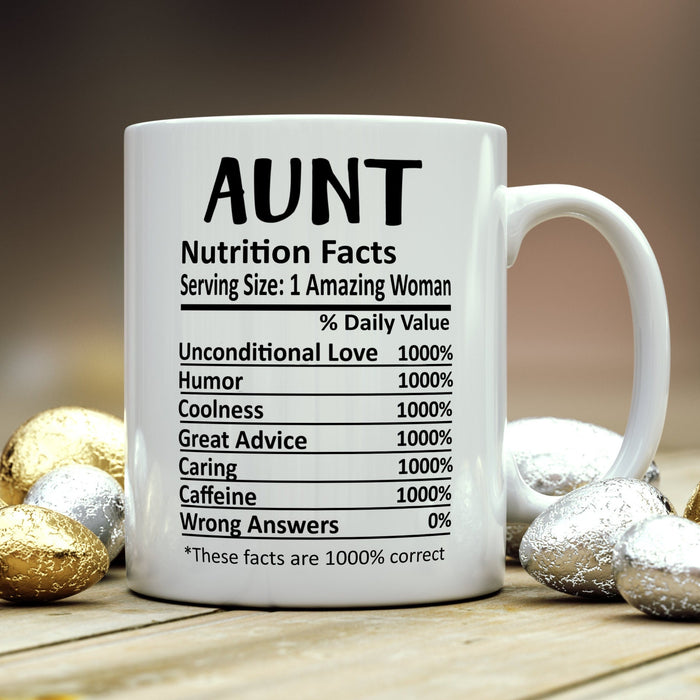 Personalized Coffee Mug For Aunt From Niece Nephew Nutrition Facts Unconditional Lover Custom Name Gifts For Birthday