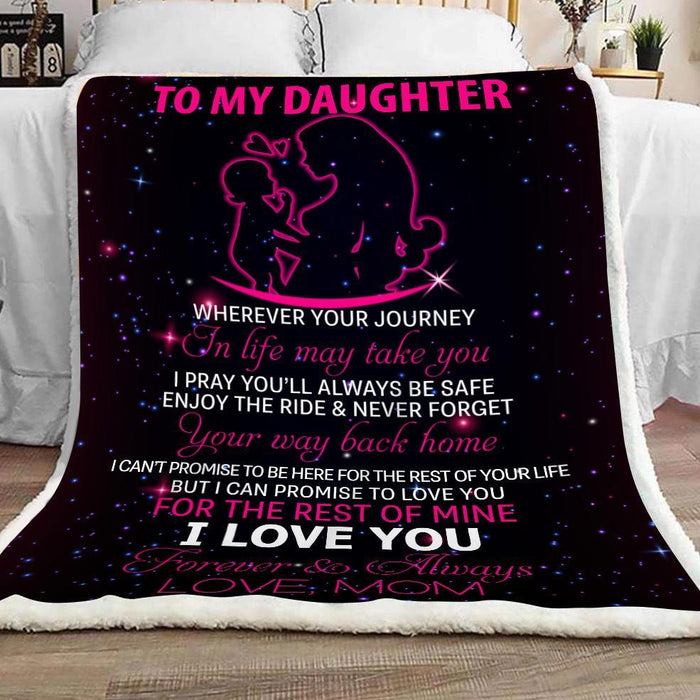 Personalized Premium Fleece Blanket To My Daughter Pink Mom & Baby Print Customized Name Lovely Blankets