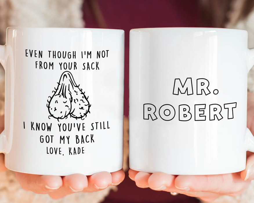 Personalized Ceramic Mug For Bonus Dad Happy Father's Day Funny Sack Design Custom Name 11 15oz White Coffee Cup