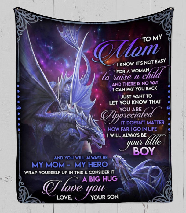 Personalized To My Mom Dragons Fleece Sherpa Blanket From Daughter Custom Name I Will Always Be Your Little Boy