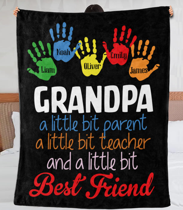 Personalized To My Grandma Blanket From Grandkids A Little Bit Parent Colorful Handprints Custom Name Christmas Gifts