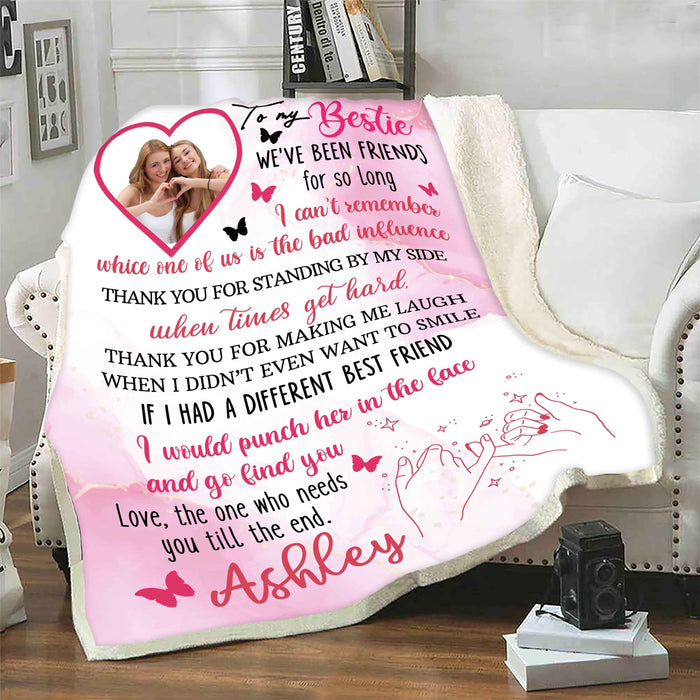 Personalized To My Bestie Sister Blanket We've Been Friend For So Long Custom Name & Photo Gifts For Friendship Day