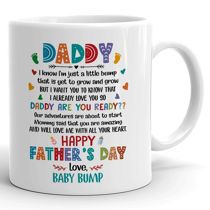 Personalized White Ceramic Mug For New Dad Happy Father's Day Colorful Design Custom Kids Name 11 15oz Cup
