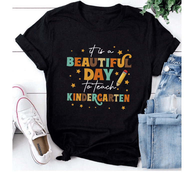 Personalized T-Shirt For Teachers Beautiful Day To Teach Colorful Design Custom Grade Level Back To School Outfit