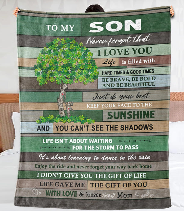 Personalized To My Son Blanket From Mom Never Forget That I Love You Shamrock Tree Printed St. Patrick'S Day Blanket