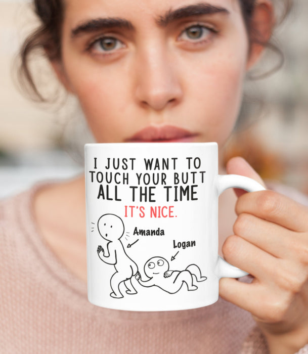 Personalized Coffee Mug Gifts For Him Her Couple I Just Want To Touch Your Funny Naughty Custom Name Anniversary Cup