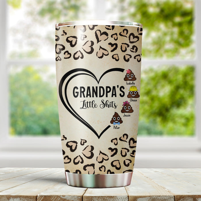 Personalized Tumbler For Grandpa From Grandkids Funny Little Shits Hearts Multi Theme Custom Name Travel Cup Xmas Gifts