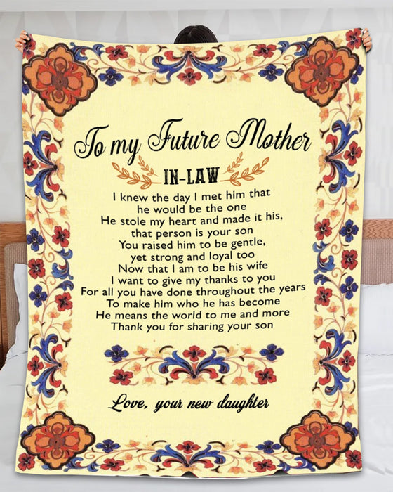 Personalized To My Future Mother In Law Blanket From New Daughter I Want To Give My Thanks To You Vintage Flower Printed