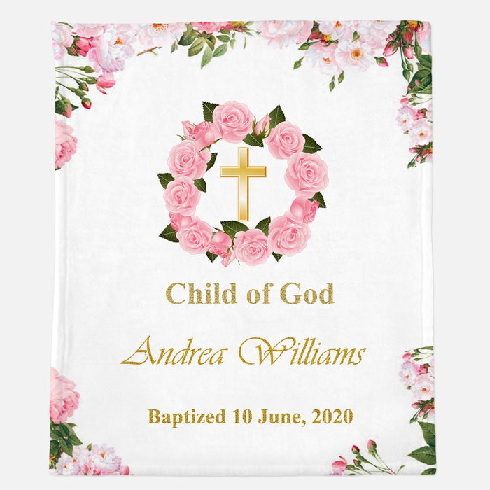 Personalized To My Godchild Blanket From Godparents Baptism Christening Cross Flowers Custom Name Gifts For Christmas