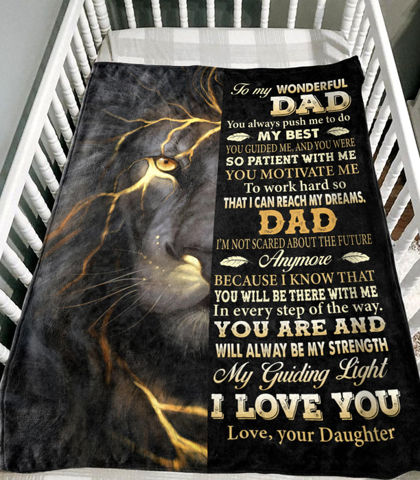 Personalized Blanket To My Dad From Daughter You Motivate Me Half Black Lightning Lion Printed Custom Name