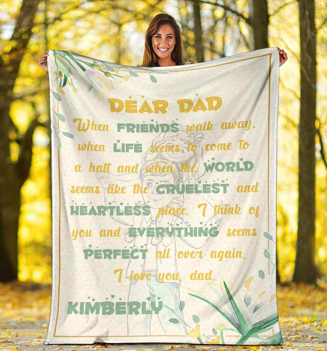 Personalized Fleece Blanket For Dad From Daughter I Love You Father Piggyback Kid Blanket Custom Name